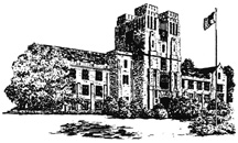 b drawing of Burruss Hall