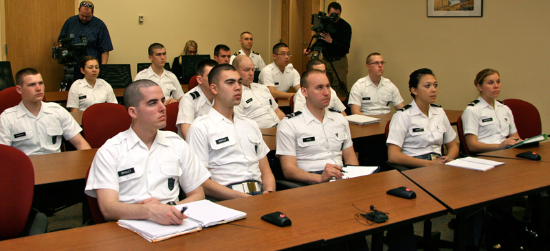 Between January and March, the Corps of Cadets held three videoconferences with deployed alumni.