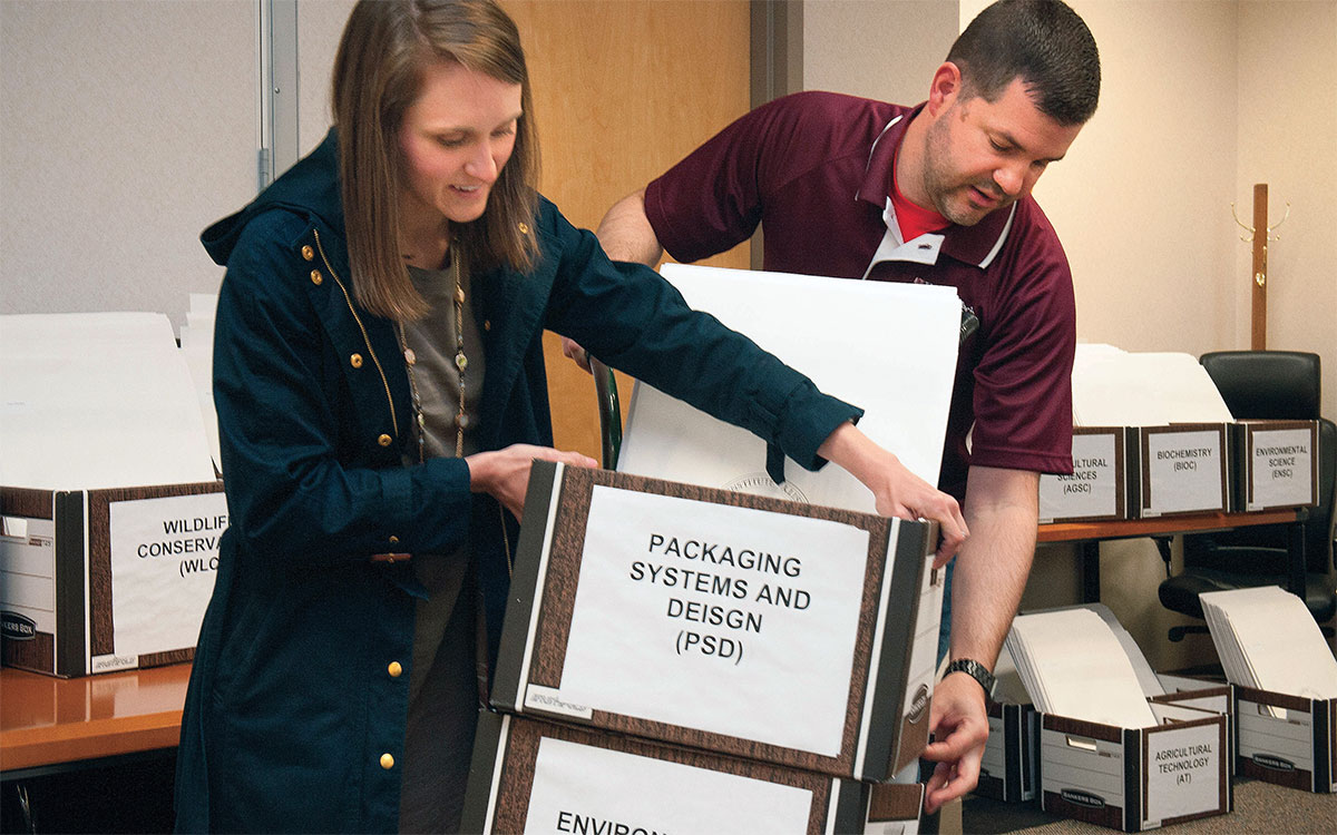 Registrar Rick Sparks and Stephanie Hart, director of the College of Natural Resources and Environment's Advising Center
