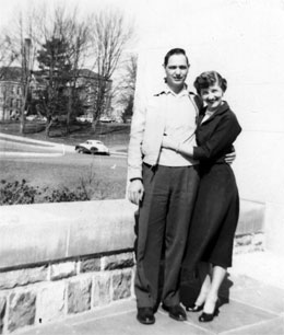 Harold Hankins and his wife, June, on campus in 1954 