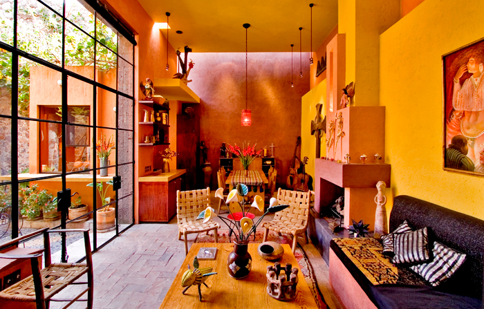  Both this room and the courtyard in the photo of the Houses above are part of their home, which they designed, in San Miguel de Allende, Mexico.