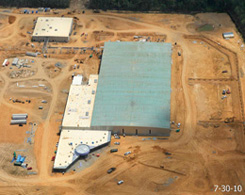 Aerial shot of construction at Crosspointe site