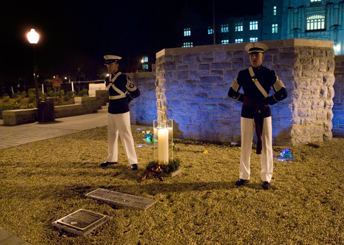 cadets guarding the memorial candle